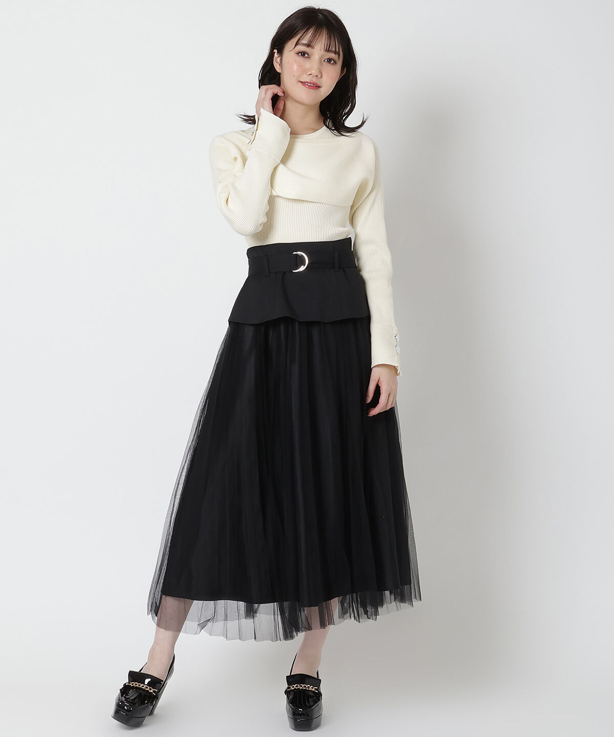 REDYAZEL「切り替えプリーツスカート」|フレア|