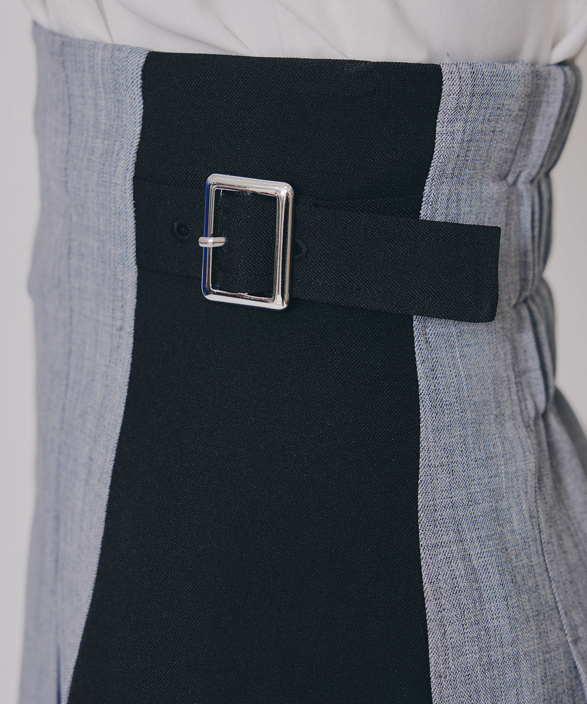 REDYAZEL「フロントジップバイカラーミディスカート」|フレア|