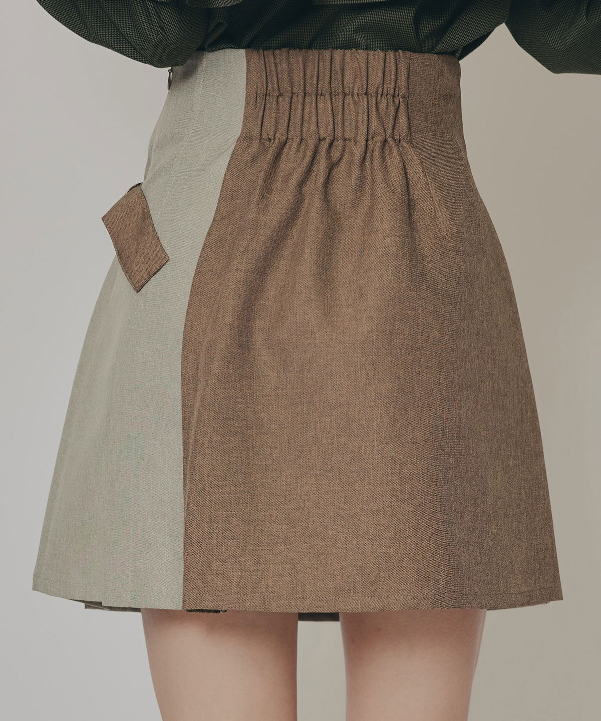 REDYAZEL「バイカラーアシメプリーツミニスカート」|フレア|