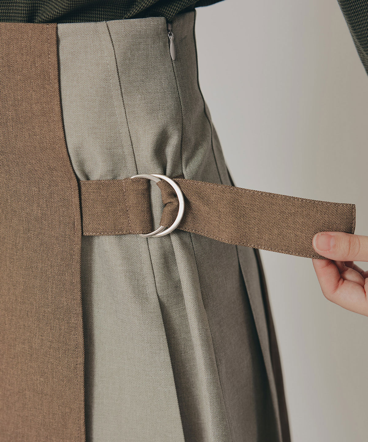 REDYAZEL「バイカラーアシメプリーツミニスカート」|フレア|