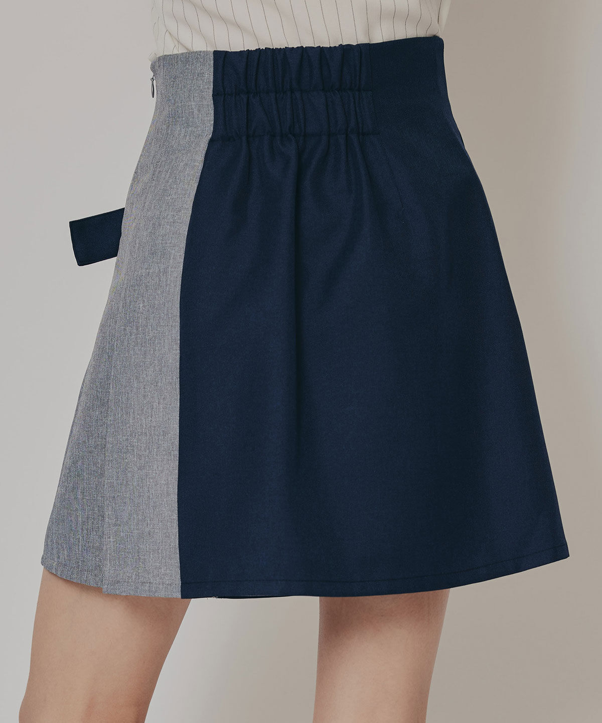 REDYAZEL「バイカラーアシメプリーツミニスカート」|フレア|
