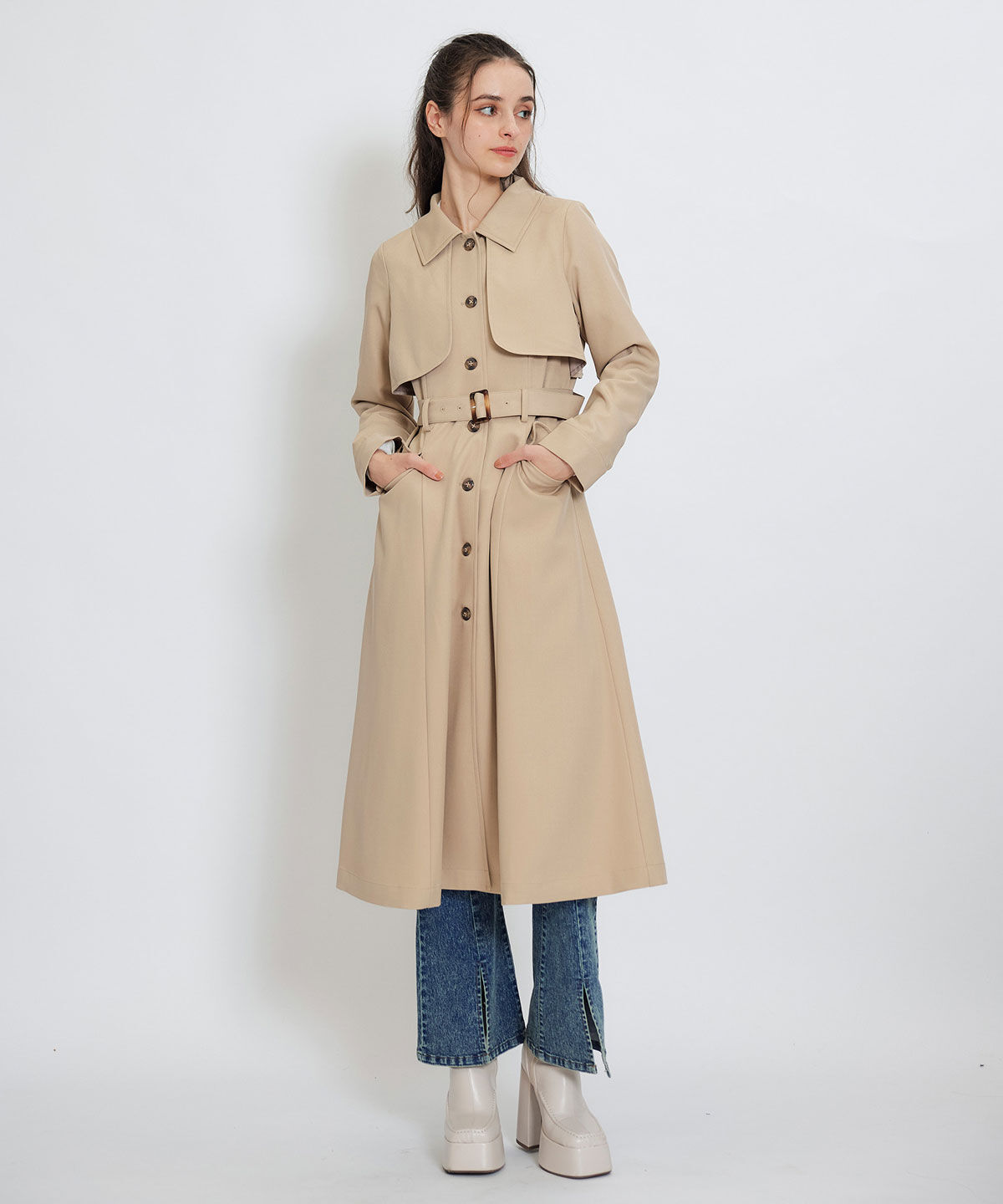 REDYAZEL「2WAYレイヤードライクリボントレンチコート」|トレンチコート|