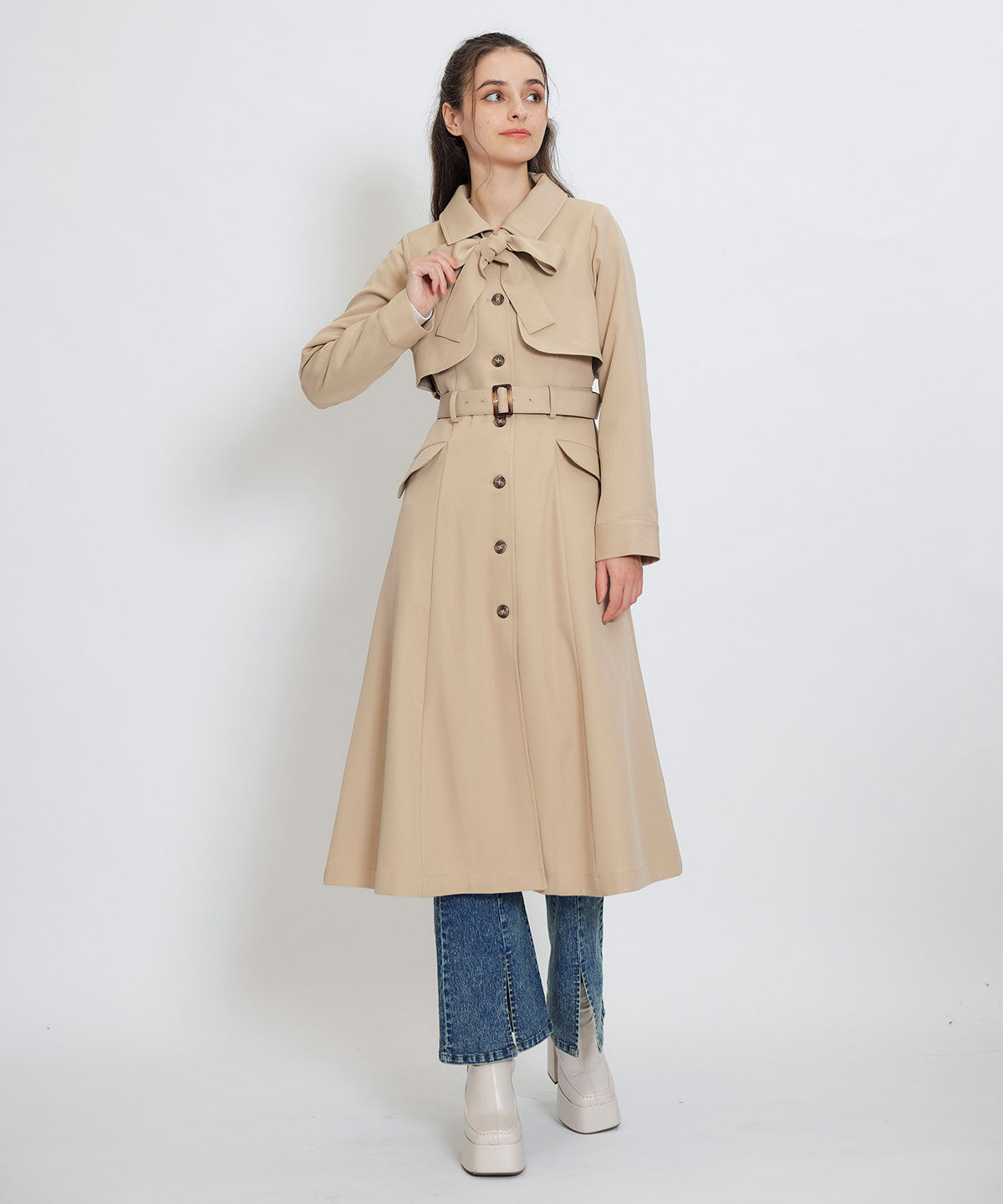 REDYAZEL「2WAYレイヤードライクリボントレンチコート」|トレンチコート|