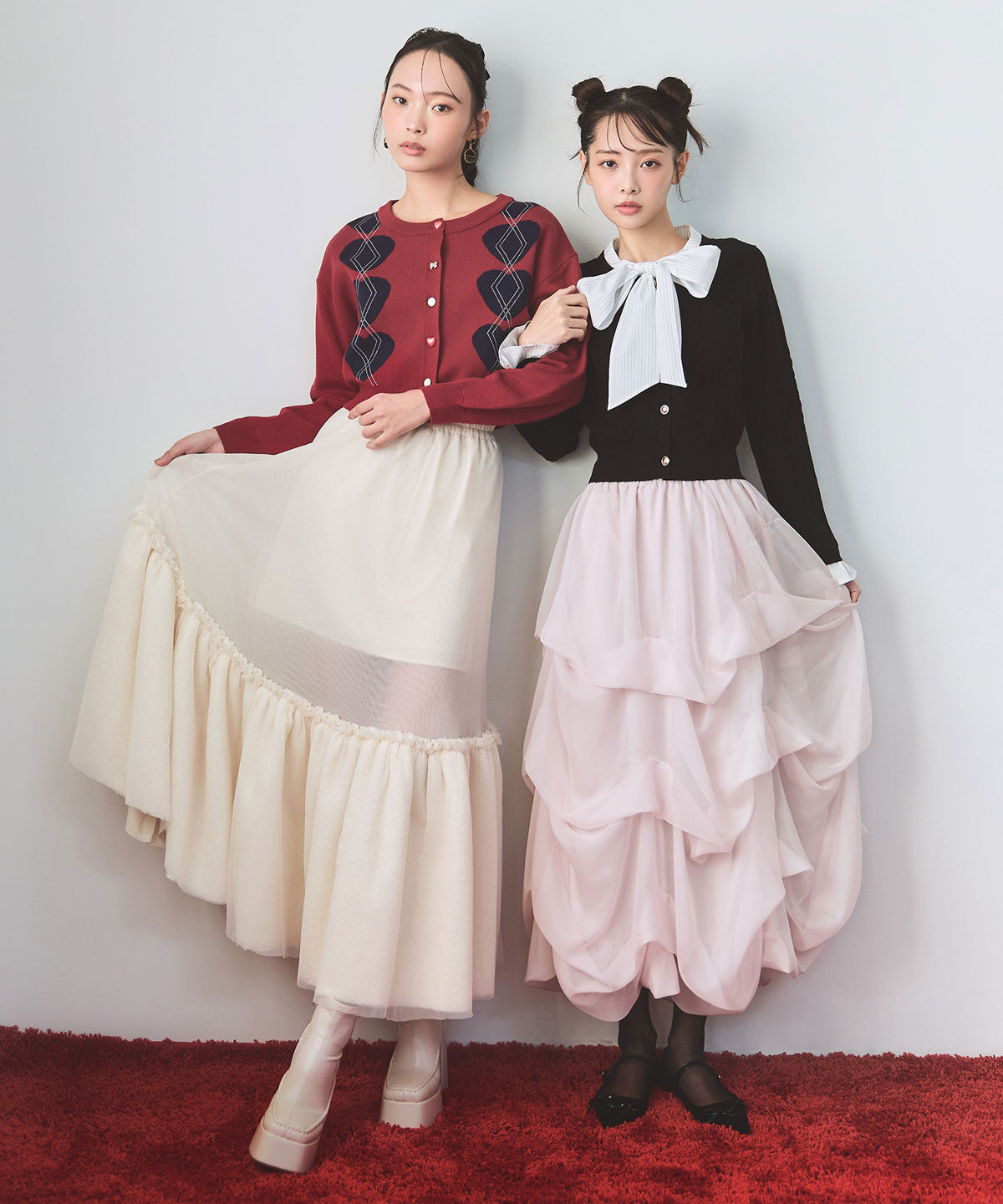 REDYAZEL「ボリュームシアーチュールフレアロングスカート」|フレア|