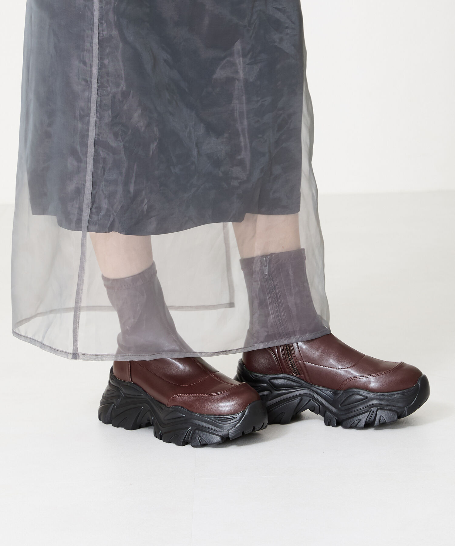 ORiental TRaffic「【 軽量 ・ 厚底 】 スニーカーソール ショートブーツ /41412 ストレッチ 美脚」|スニーカー|