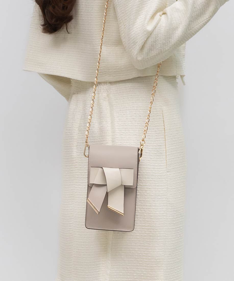  「リボンベルトミニショルダーバッグ」|ショルダー・メッセンジャー|グレージュ