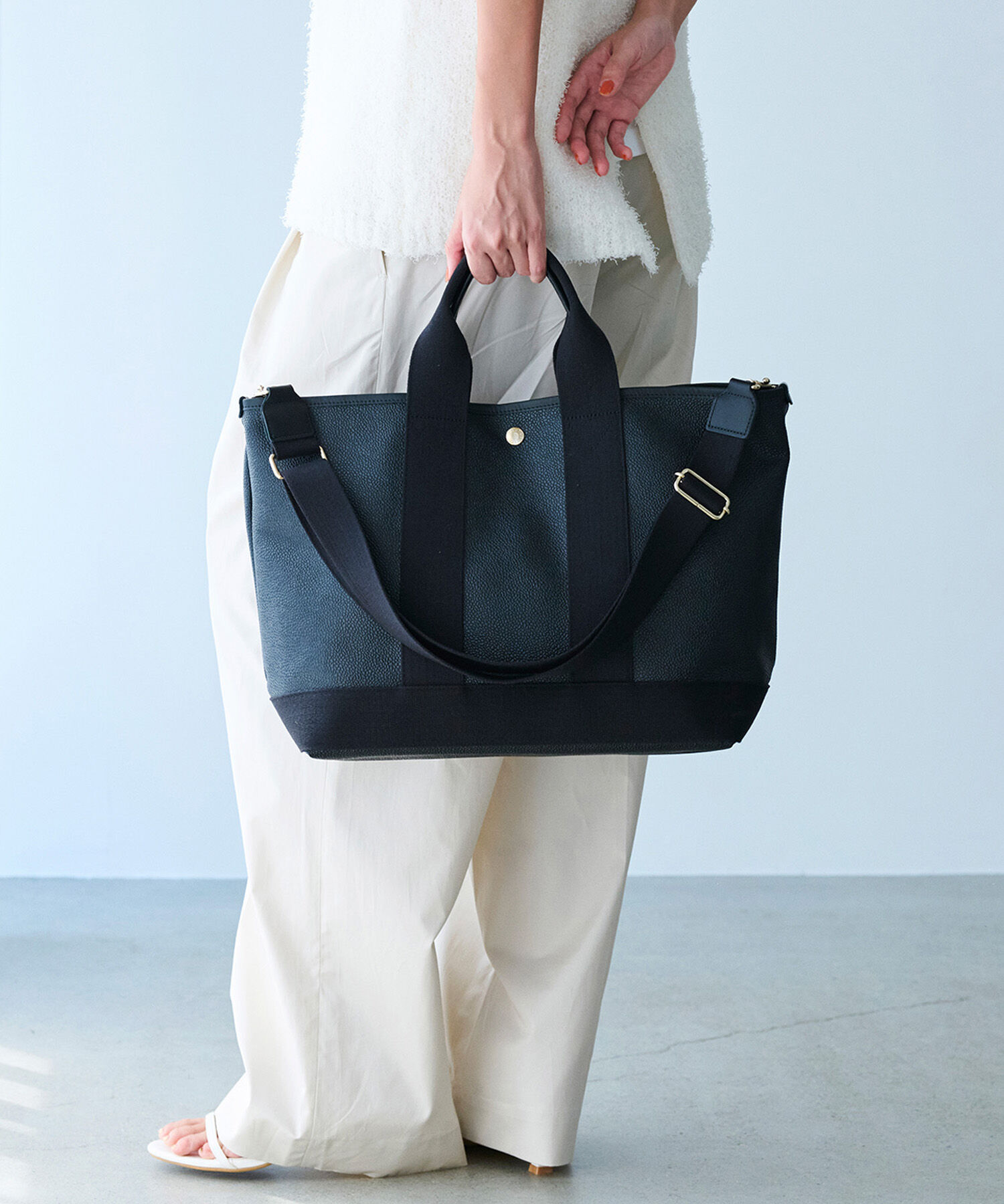 TOPKAPI BREATH「【Breath TOPKAPI】SCOTCH GRAIN スコッチグレイン ショルダー付き A4 トート バッグ」|トートバッグ|ブラック