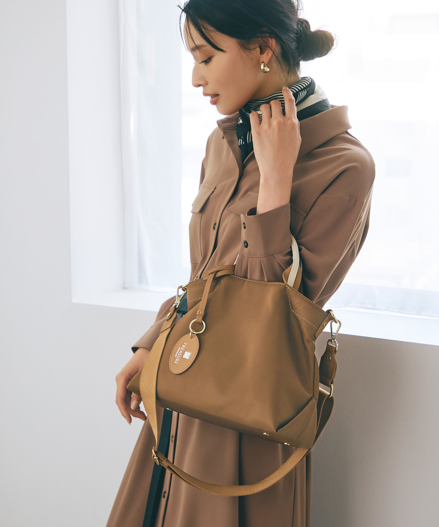 TOPKAPI BREATH「【TREASURE TOPKAPI】ストライプハンドル ナイロン 2way ミニ トートバッグ」|ショルダー・メッセンジャー|