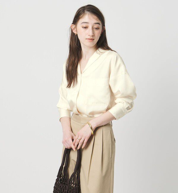 UNITED ARROWS「シルクライク オープンカラー シャツ」|シャツ・ブラウス|