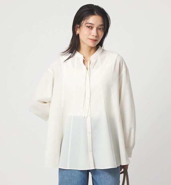 UNITED ARROWS green label relaxing「［size SHORTあり］ミルフィーユ フレア ブラウス」|シャツ・ブラウス|OFF WHITE