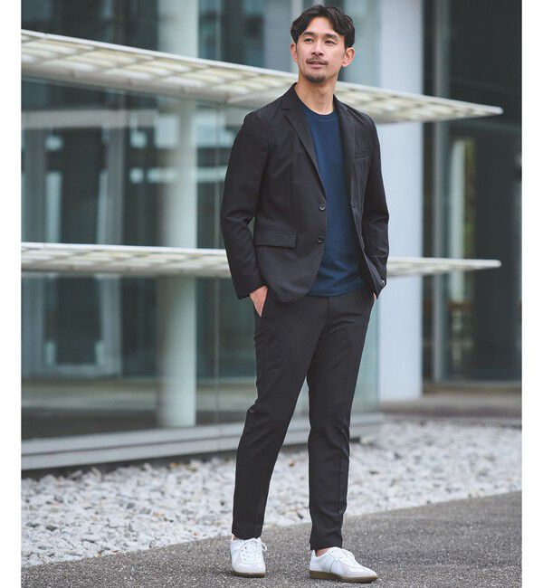 UNITED ARROWS green label relaxing「【WEB限定】JUST fit ドライポリエステル ナロー セットアップ -吸水速乾-」|テーラードジャケット|NAVY