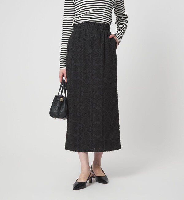 UNITED ARROWS green label relaxing「カットジャガード タイト スカート」|タイト|BLACK