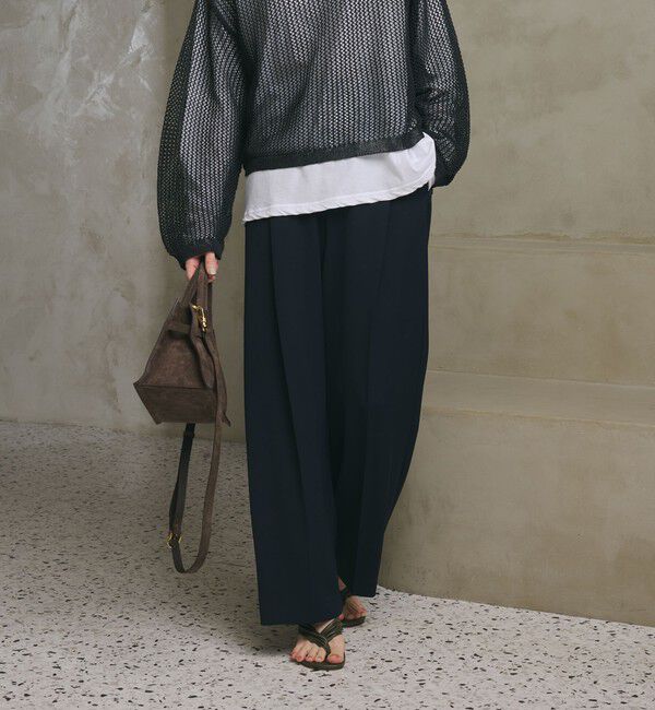 BEAUTY&YOUTH UNITED ARROWS「【WEB限定 Wardrobe DAILY MINIMAL】ダブルクロス タックワイドストレートパンツ ウォッシャブル」|スラックス|