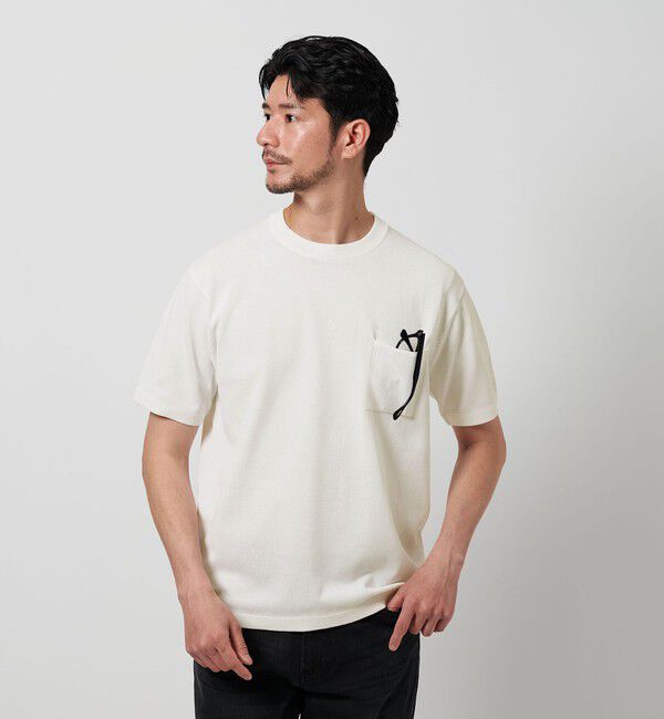 BEAUTY&YOUTH UNITED ARROWS「【WEB限定 WARDROBE SMART】マシーンウォッシュ 1ポケット ニット Tシャツ【抗菌防臭】」|Tシャツ・カットソー|WHITE