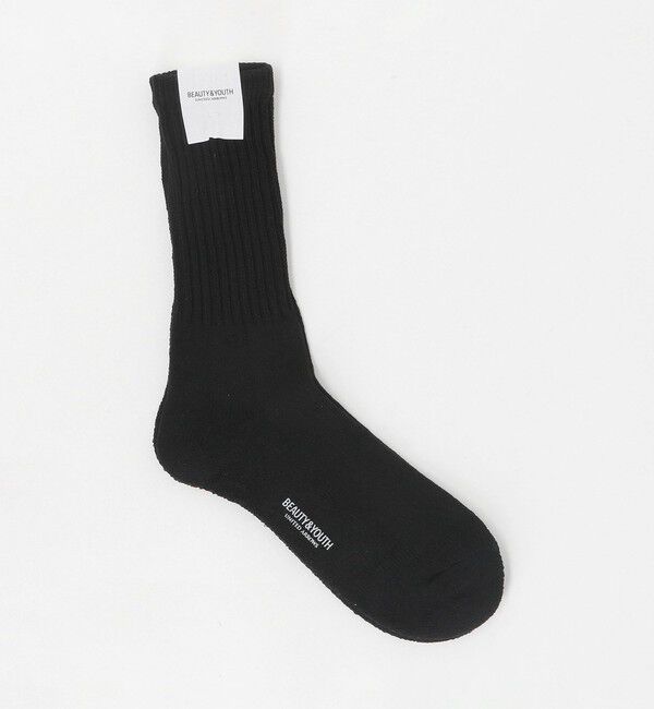BEAUTY&YOUTH UNITED ARROWS「ルーズ パイル クルー ソックス」|ソックス|BLACK