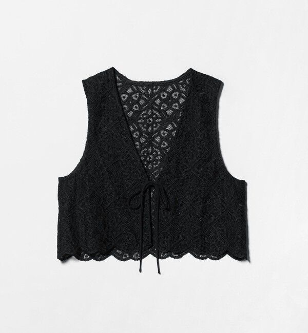 BEAUTY&YOUTH UNITED ARROWS「コードレース ショートベスト」|ベスト・ジレ|BLACK