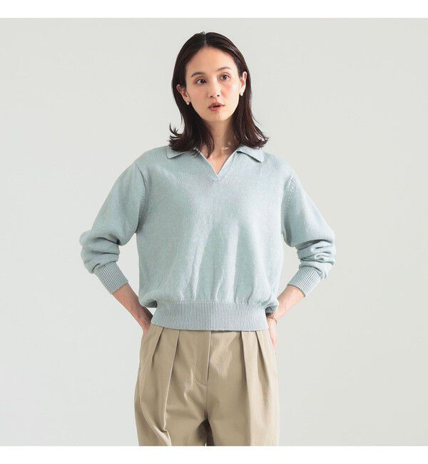 Demi-Luxe BEAMS 「【別注】BATONER / リネン スキッパーネック ニット」|ニット・セーター|