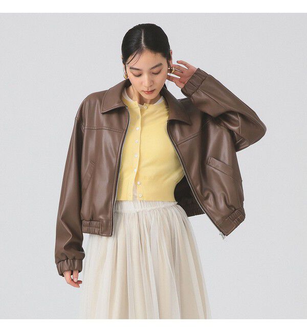 Ray BEAMS 「フェイクレザー ジップ ブルゾン」|ブルゾン・スタジャン|