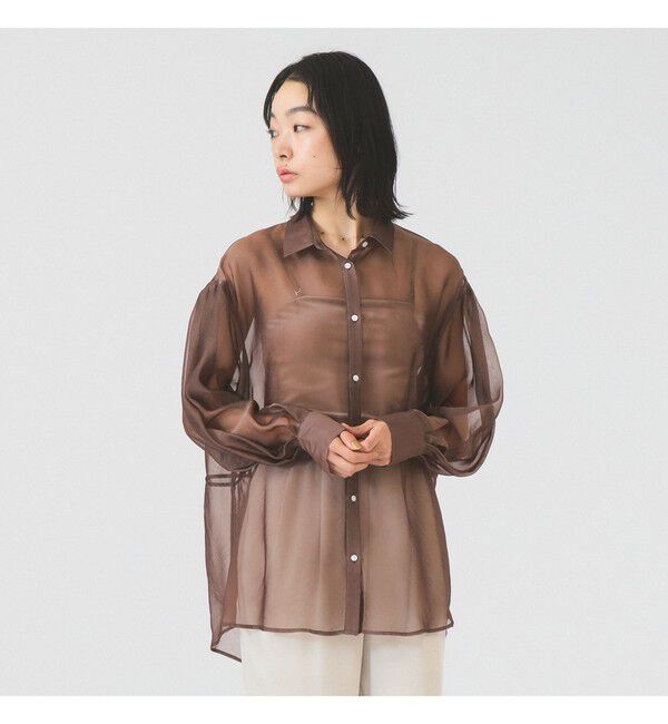 Ray BEAMS 「シアー ビッグ シャツ」|シャツ・ブラウス|BROWN