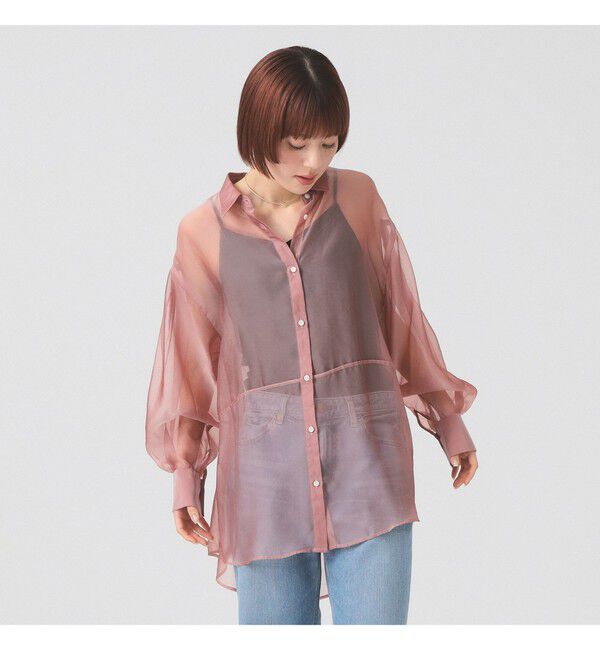 Ray BEAMS 「シアー ビッグ シャツ」|シャツ・ブラウス|PINK