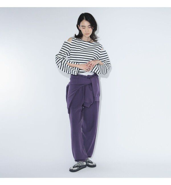 BEAMSBOY「maturely / ボーダー オープン ショルダー ロングスリーブ カットソー」|Tシャツ・カットソー|