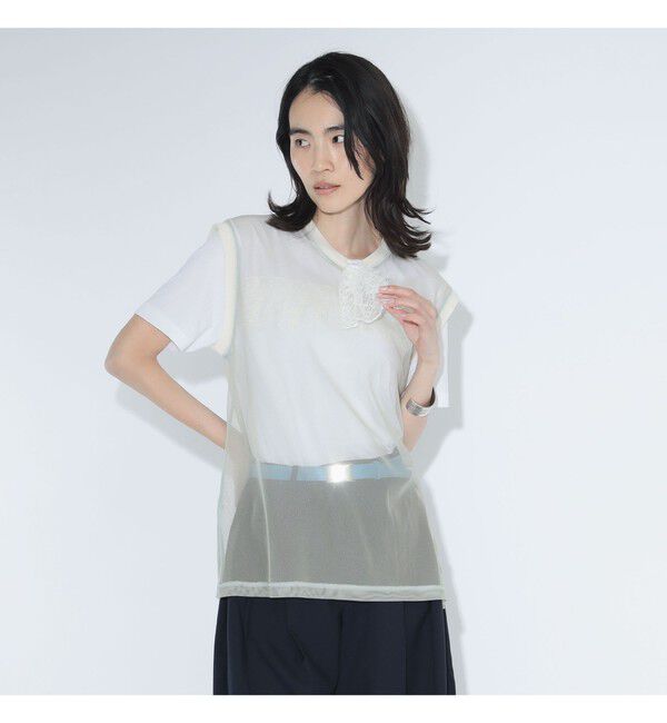 BEAMSBOY「maturely / シャンブレー チュール ノースリーブ」|Tシャツ・カットソー|BEIGE