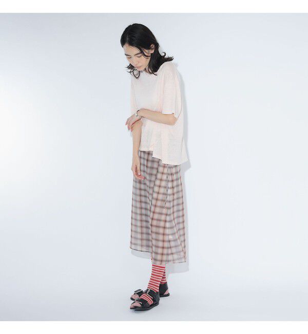 BEAMSBOY「maturely / ボイル チェック ラップ スカート」|スカート|