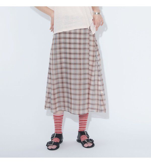 BEAMSBOY「maturely / ボイル チェック ラップ スカート」|スカート|