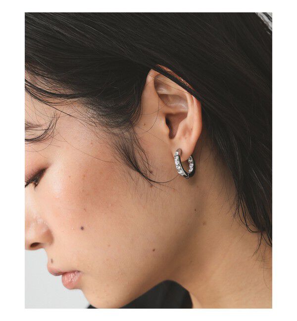 Ray BEAMS 「ビジュー フープ ピアス」|ピアス|SILVER