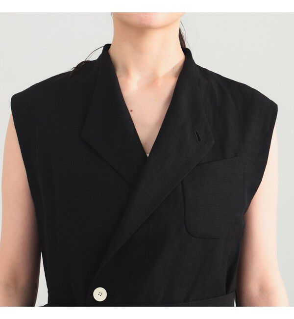 Demi-Luxe BEAMS 「AK+1 / リネン ベルテッド ジレ」|ベスト・ジレ|
