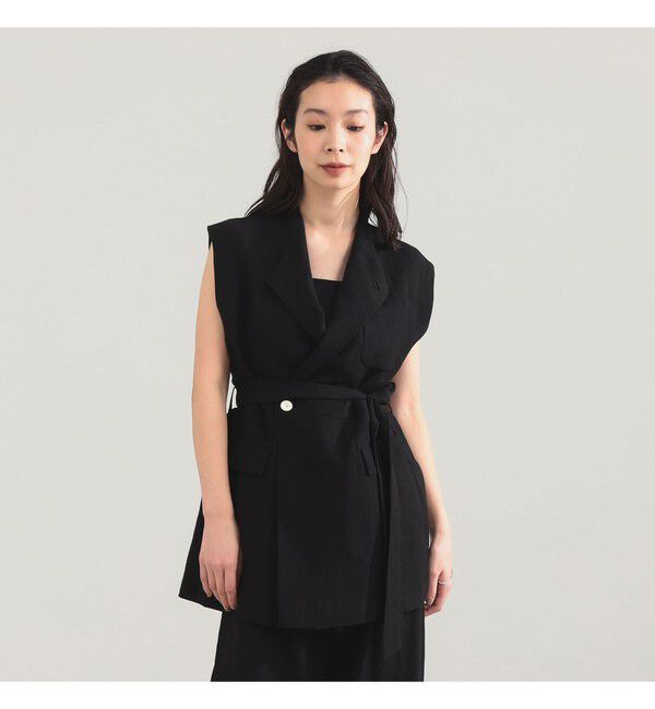 Demi-Luxe BEAMS 「AK+1 / リネン ベルテッド ジレ」|ベスト・ジレ|