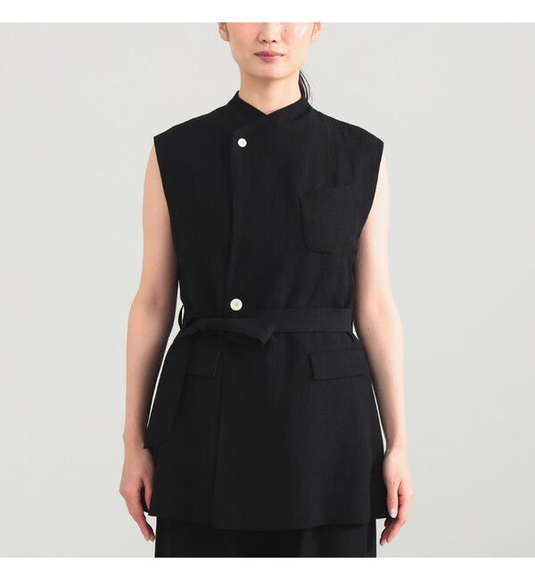 Demi-Luxe BEAMS 「AK+1 / リネン ベルテッド ジレ」|ベスト・ジレ|