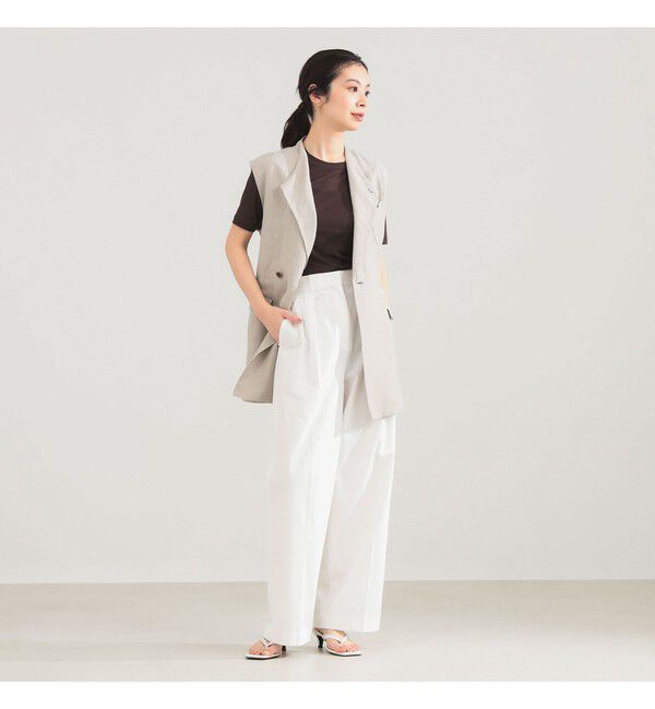 Demi-Luxe BEAMS 「AK+1 / リネン ベルテッド ジレ」|ベスト・ジレ|