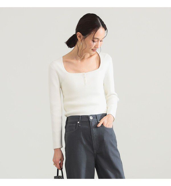 Demi-Luxe BEAMS 「16ゲージ コットン ヘンリーネック プルオーバー」|ニット・セーター|