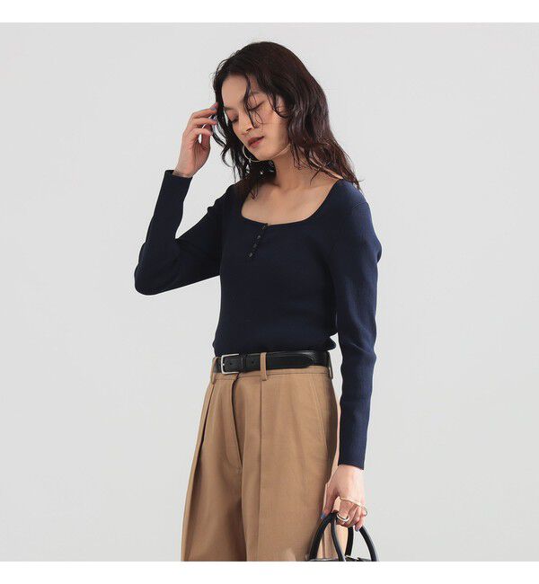 Demi-Luxe BEAMS 「16ゲージ コットン ヘンリーネック プルオーバー」|ニット・セーター|