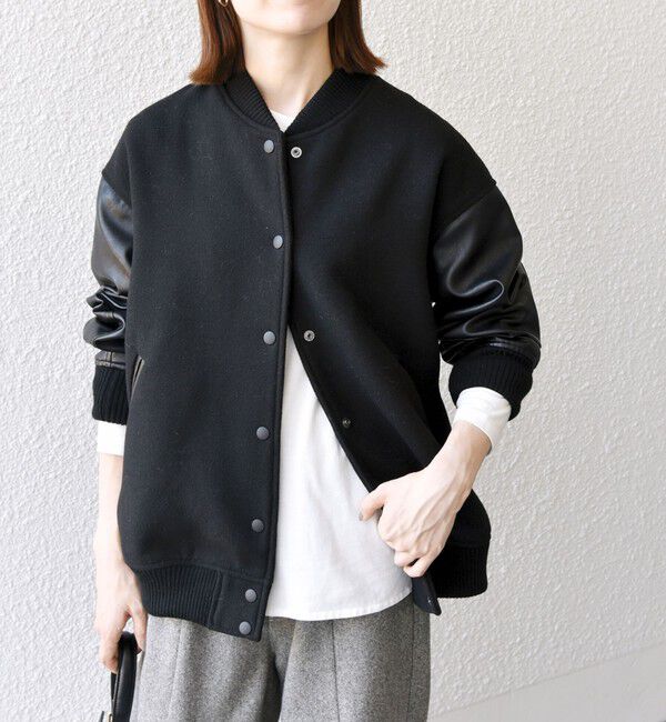 SHIPS any「【WEB限定】SHIPS any: バーシティ ジャケット 25AW」|ブルゾン・スタジャン|ブラック