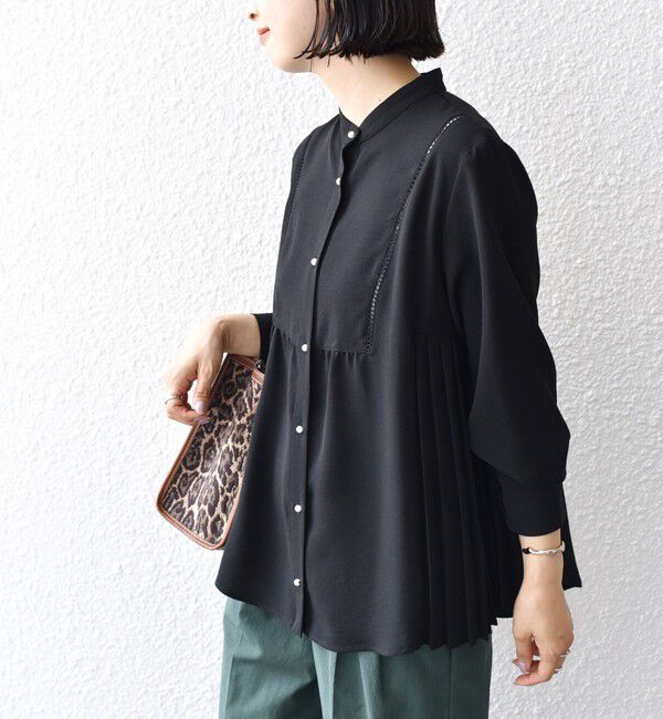 SHIPS for women「【WEB限定】〈手洗い可能〉ストレッチ ジョーゼット プリーツ ブラウス」|シャツ・ブラウス|