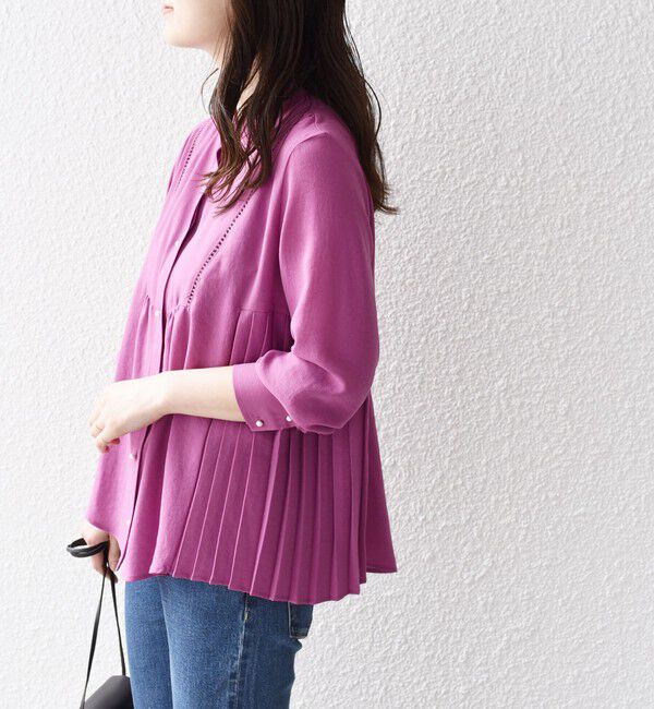 SHIPS for women「【WEB限定】〈手洗い可能〉ストレッチ ジョーゼット プリーツ ブラウス」|シャツ・ブラウス|