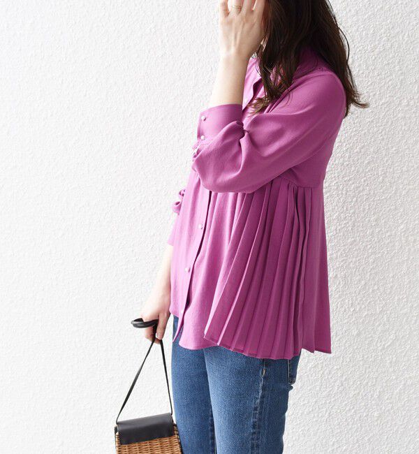SHIPS for women「【WEB限定】〈手洗い可能〉ストレッチ ジョーゼット プリーツ ブラウス」|シャツ・ブラウス|