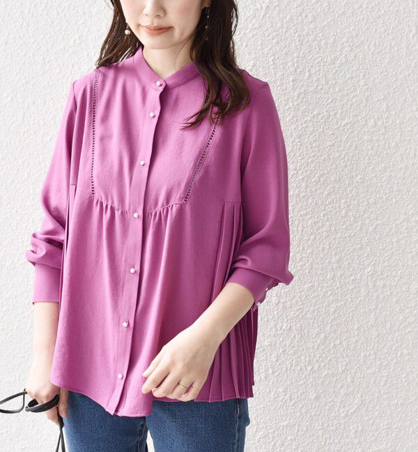 SHIPS for women「【WEB限定】〈手洗い可能〉ストレッチ ジョーゼット プリーツ ブラウス」|シャツ・ブラウス|