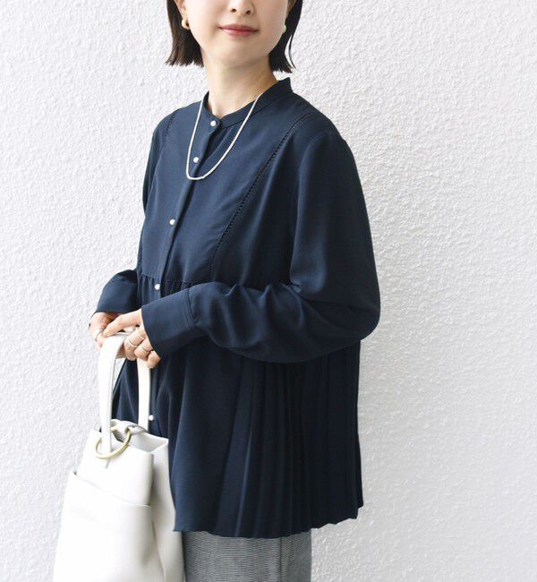 SHIPS for women「【WEB限定】〈手洗い可能〉ストレッチ ジョーゼット プリーツ ブラウス」|シャツ・ブラウス|