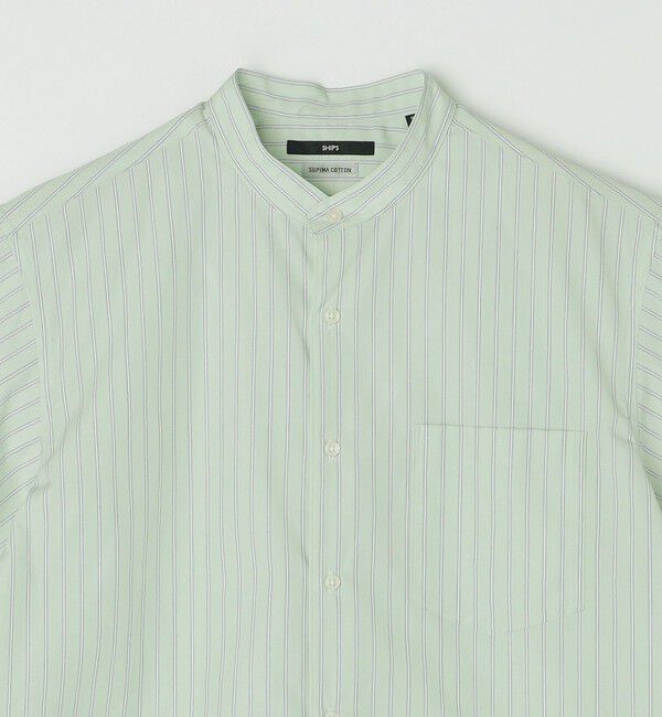 SHIPS「SHIPS: ハイカウント スーピマコットン バンドカラー ショートスリーブ シャツ」|シャツ・ブラウス|