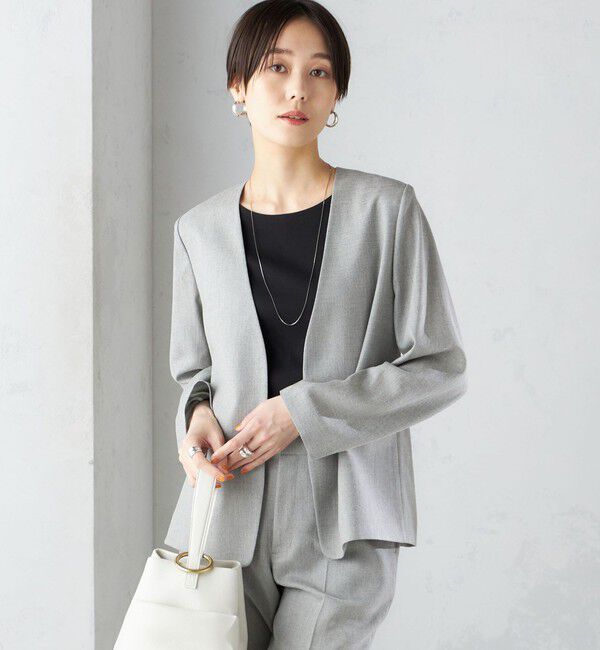 SHIPS for women「〈接触冷感/手洗い可能〉トリアセテート混 ノーラペル ジャケット（セットアップ対応）◇」|その他|