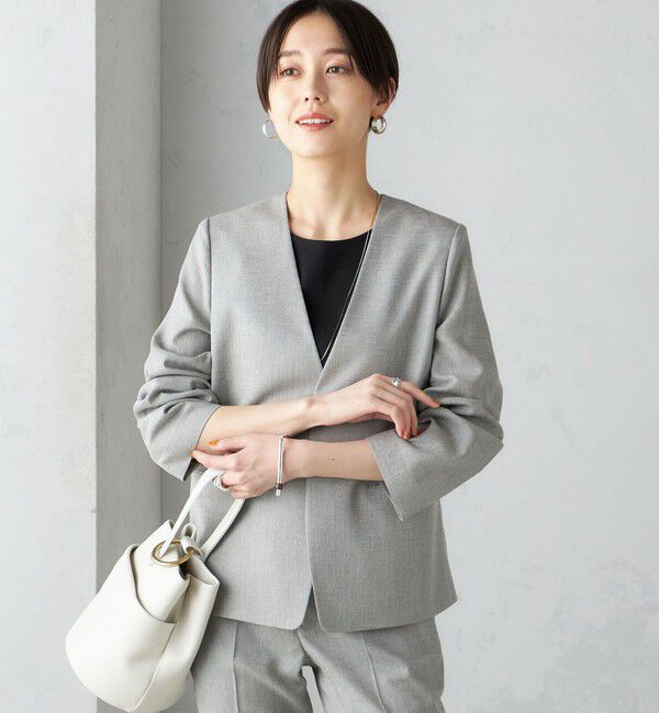 SHIPS for women「〈接触冷感/手洗い可能〉トリアセテート混 ノーラペル ジャケット（セットアップ対応）◇」|その他|