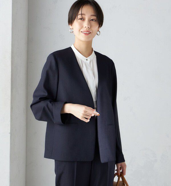 SHIPS for women「〈接触冷感/手洗い可能〉トリアセテート混 ノーラペル ジャケット（セットアップ対応）◇」|その他|