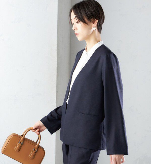 SHIPS for women「〈接触冷感/手洗い可能〉トリアセテート混 ノーラペル ジャケット（セットアップ対応）◇」|その他|