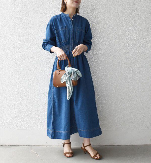 SHIPS any「SHIPS any: シャーリング デニム ポケット ワンピース ［SHIPS any DENIM］」|ワンピース|
