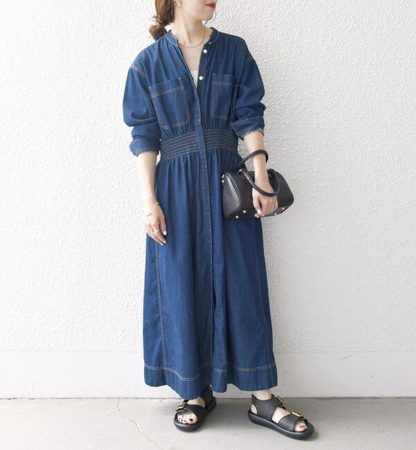 SHIPS any「SHIPS any: シャーリング デニム ポケット ワンピース ［SHIPS any DENIM］」|ワンピース|