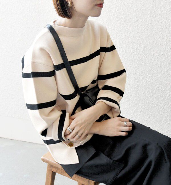 SHIPS any「SHIPS any:〈手洗い可能〉ミラノリブ スタンドカラー ニット プルオーバー」|ニット・セーター|サンドベージュ