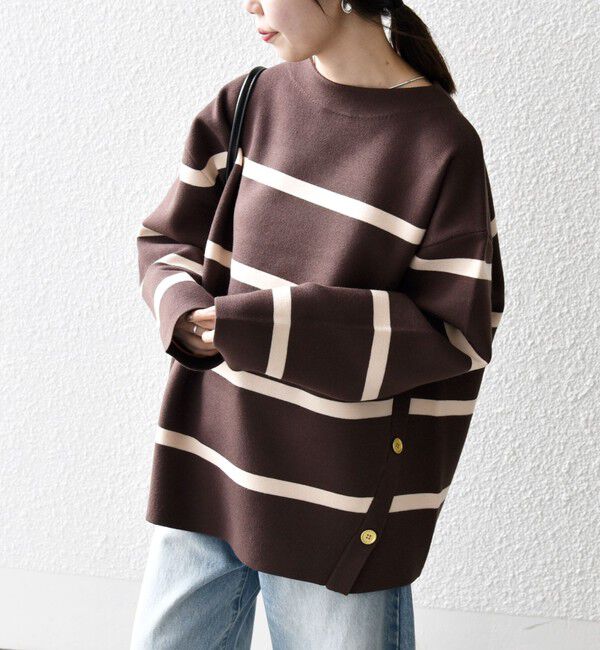 SHIPS any「SHIPS any:〈手洗い可能〉ミラノリブ スタンドカラー ニット プルオーバー」|ニット・セーター|ブラウン系